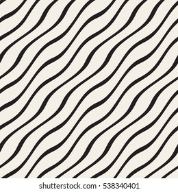 Wavy Ripple Lines. Abstract Geometric Background Design. Vector Seamless Black and White Pattern.