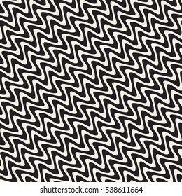 Wavy Ripple Lines. Abstract Geometric Background Design. Vector Seamless Black and White Pattern.