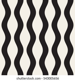Wavy Ripple Lines. Abstract Geometric Background Design. Vector Seamless Black and White Pattern.