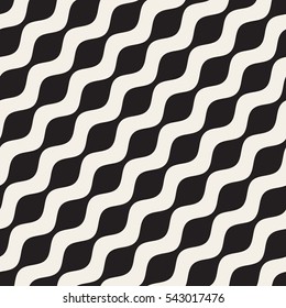 Wavy Ripple Lines. Abstract Geometric Background Design. Vector Seamless Black and White Pattern.