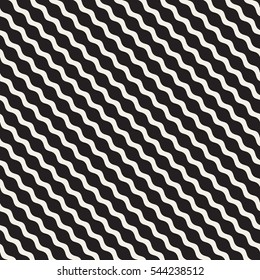 Wavy Ripple Lines. Abstract Geometric Background Design. Vector Seamless Black and White Pattern.