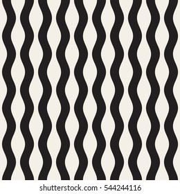 Wavy Ripple Lines. Abstract Geometric Background Design. Vector Seamless Black and White Pattern.