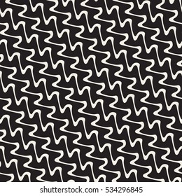 Wavy Ripple Stripes. Abstract Geometric Background Design. Vector Seamless Black and White Pattern.