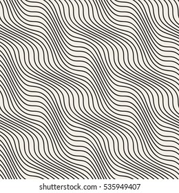 Trazas onduladas. Diseño de fondo geométrico abstracto. Patrón blanco y negro sin inconvenientes.