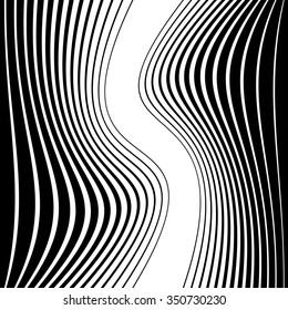 Wavy, ripply vertical lines. Abstract background. Vector art.