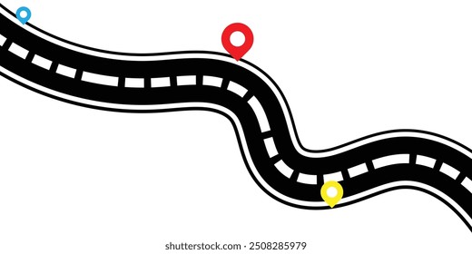  Wavy road .Vector winding road, straight road eps 10.