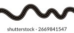 Wavy road with winding curves and horizontal path. Winding road vector illustration. eps10