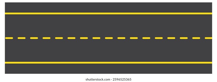 Wavy road with winding curves and horizontal path. Top view of race track and highway. Flat vector illustration isolated on white background.