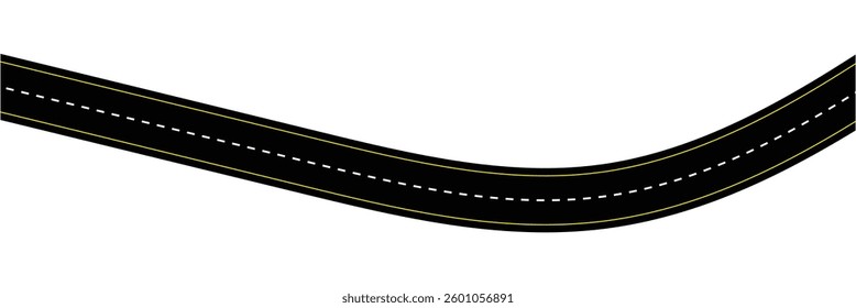Wavy road with winding curves and horizontal path. Top view of race track and highway. Flat vector illustration isolated on white background in eps 10.