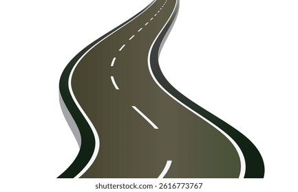 Wavy road with winding curves and horizontal path. Top view of race track and highway. Flat vector illustration isolated on white background