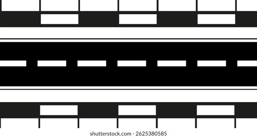 Wavy road with winding curves and horizontal path. Top view of race track and highway. Flat vector illustration isolated on White background. EPS 10.