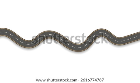 Wavy road with winding curves and horizontal path. Top view of race track and highway. Flat vector illustration isolated on white background