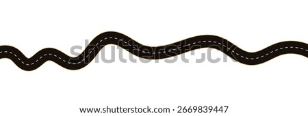 Wavy road with winding curves and horizontal path. Top view of race track and highway. Flat vector illustration isolated on white background.