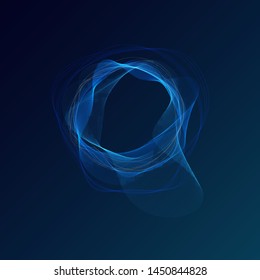 Wavy round glowing frame, shining ring of smoke