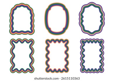 Wavy scalloped frames collection. Isolated vector illustration.