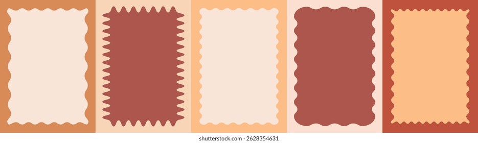 Wavy scalloped pastel color rectangular frame set
