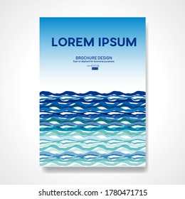 Wavy sea. Drawing done with pen. Retro vector summer background and illustration. Abstract design template for brochures, flyers, magazine, business card, book covers, poster. 