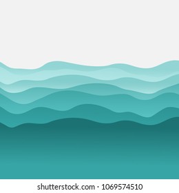 wavy sea with a free copy space, vector illustration.