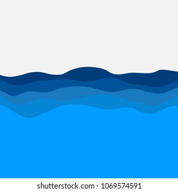 wavy sea with a free copy space, vector illustration.