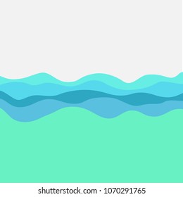 wavy sea with a free copy space, vector illustration.