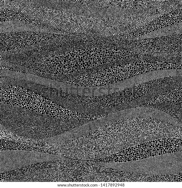 Wavy Seamless Black White Pattern Doodle Stock Vector Royalty