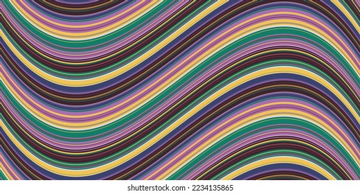 Líneas onduladas y sin costura de color, un patrón algo elástico y de escombro. Patrón inmaculado, adecuado para la impresión y aplicación en la superficie del interior o la decoración.