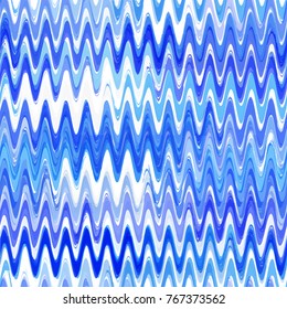 Wavy Seamless Pattern with Hand Painted Brush Strokes. Fashion Zigzag Texture with Brush Strokes. Linen, Fabric Zigzag Marine Background. Holiday Seamless Wavy Striped Seamless Pattern.