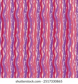 Wavy seamless pattern. Nautical waves doodle vector. Summer wavy stripes childish fabric print. Trendy Background ornament.