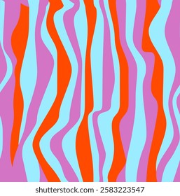 Wavy seamless pattern in retro groovy style
