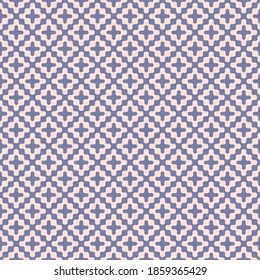 Wavy seamless pattern. Subtle vector abstract liquid lines texture. Simple blue and pink background with curved waves, crosses, fluid shapes. Optical art. Stylish modern repeat design for decor, print