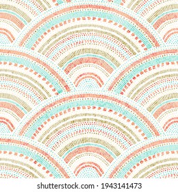 Wavy seamless pattern. Vintage seigaiha ornament. Vector illustration.