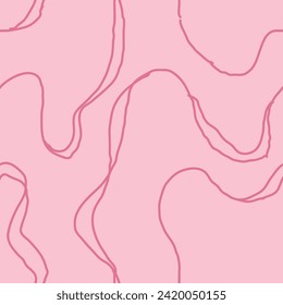 Wavy Seamless Trippy Pattern. Seamless pattern of colorful abstract squiggles print, scribble spiral and wavy lines. retro 80s style. Chaotic ink brush scribbles. Vector illustration.