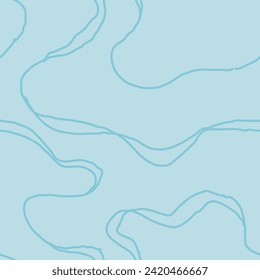 Wavy Seamless Trippy Pattern. Seamless pattern of colorful abstract squiggles print, scribble spiral and wavy lines. retro 80s style. Chaotic ink brush scribbles. Vector illustration.