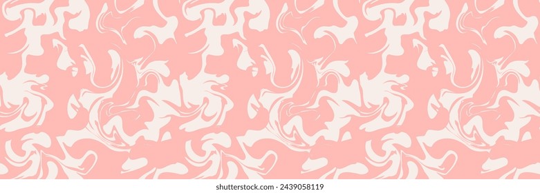 Wavy Seamless Trippy Pattern in Peach Fuzz Colors. Abstract Vector Swirl Backgrounds. 1970 Aesthetic Textures with Flowing Waves