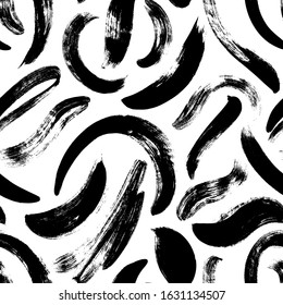 Wavy and semicircle brush strokes vector seamless pattern. Abstract background for wallpaper, web banner, wrapping paper, textile. Hand drawn ink texture. Brushstrokes, swirled line, squiggle pattern