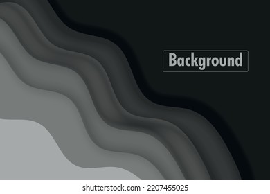 Wavy shape black background in paper cut style