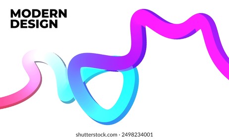 Wavy shape with Colorful Gradient 3d shape rainbow modern background. Minimal style for creative covers design on a white background.