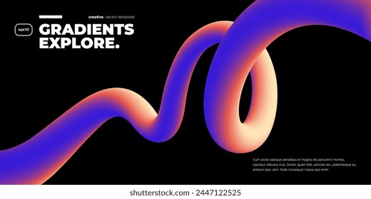 Wavy shape with Colorful Gradient on blackground. Vector illustration.