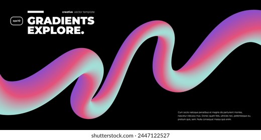 Wavy shape with Colorful Gradient on blackground. Vector illustration.