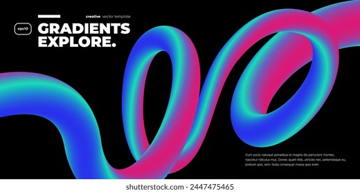 Wavy shape with Colorful Gradient on blackground. Vector illustration.