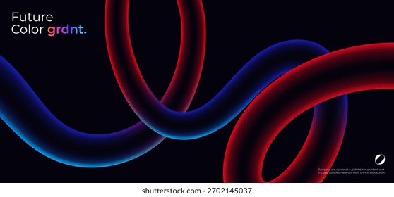 Forma ondulada con degradado colorido sobre fondo negro. Ilustración vectorial.