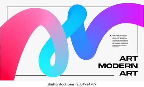 Wavy shape with colorful rainbow line gradient. Vector minimal style illustration.