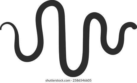 Wavy shape created by a slithering snake, forming a sinuous pattern, isolated on white background, representing concepts of wildlife, reptiles, and nature