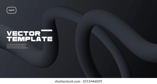 Wavy shape with dark gradient. Vector illustration.