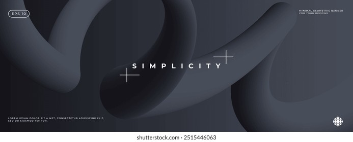 Wavy shape with dark gradient. Vector illustration.