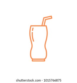 wavy shape glass with straw icon. Kitchen appliances for cooking Illustration. Simple thin line style symbol.