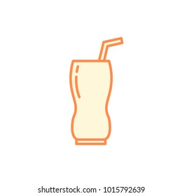 wavy shape glass with straw icon. Kitchen appliances for cooking Illustration. Simple thin line style symbol.