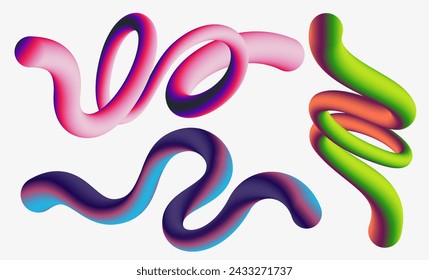 Wavy shape with gradient colors on white background. Vector illustration.
