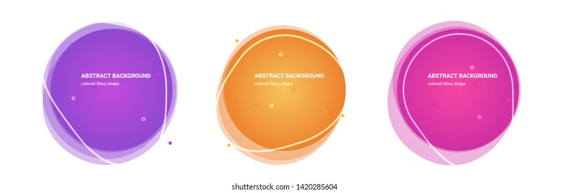 Wavy Shape Minimal Design Multicolored Gradients Abstract Backgrounds for Banner, Presentation. Isolated Round Design Elements with Wavy Shape in Purple Heart, Medium Purple, Tango, Casablanca, Cerise