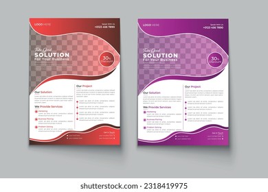 Wavy shapes modern flyer design template.